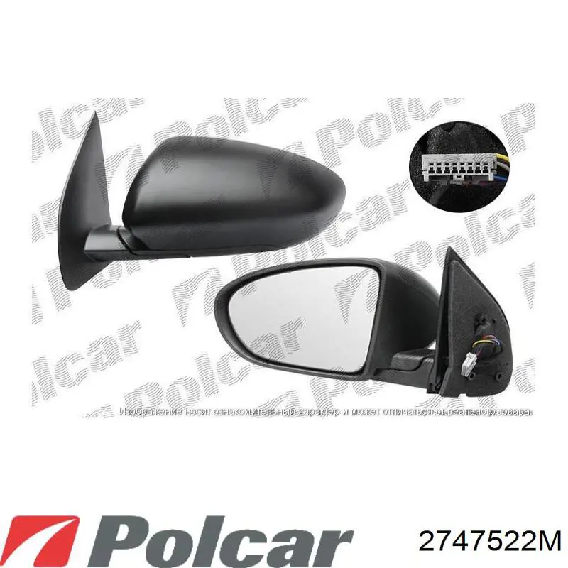 Espelho de retrovisão direito 2747522M Polcar