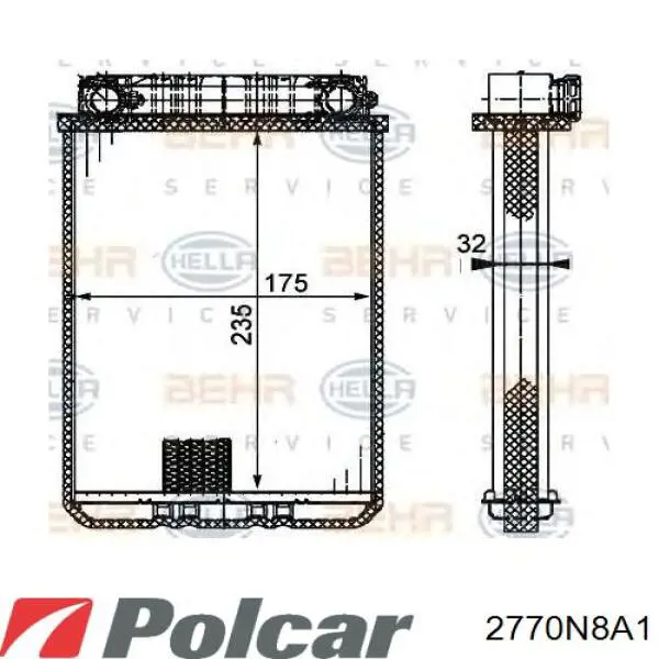 Radiador de forno (de aquecedor) 2770N8A1 Polcar