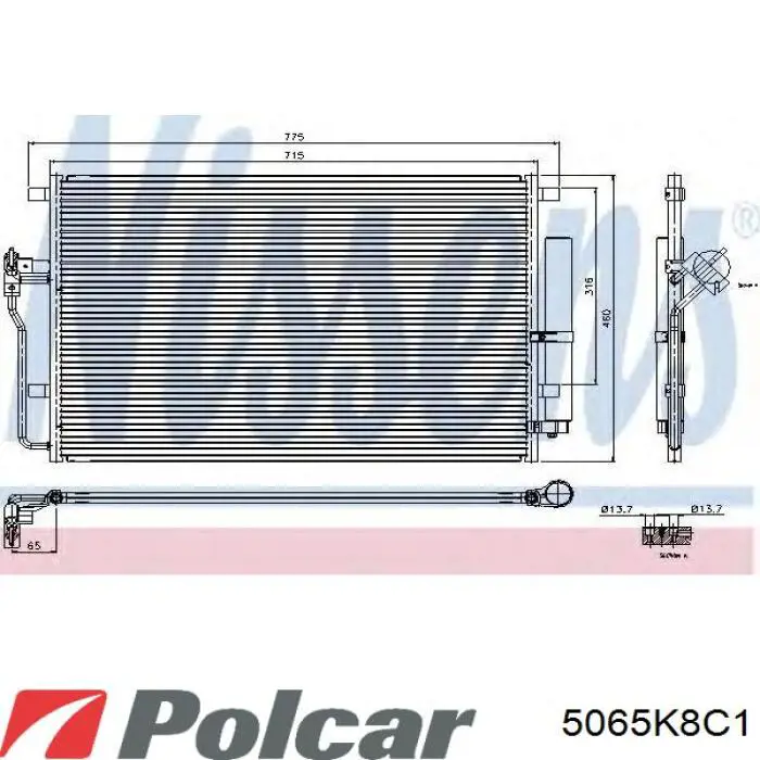 Compre 5065K8C1 Polcar Radiador de aparelho de ar condicionado
