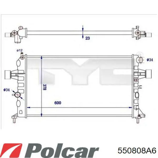 Radiador de esfriamento de motor 550808A6 Polcar