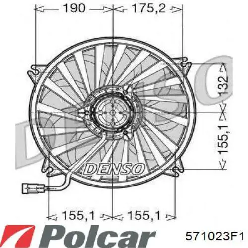 Ventilador elétrico de esfriamento montado (motor + roda de aletas) esquerdo 571023F1 Polcar