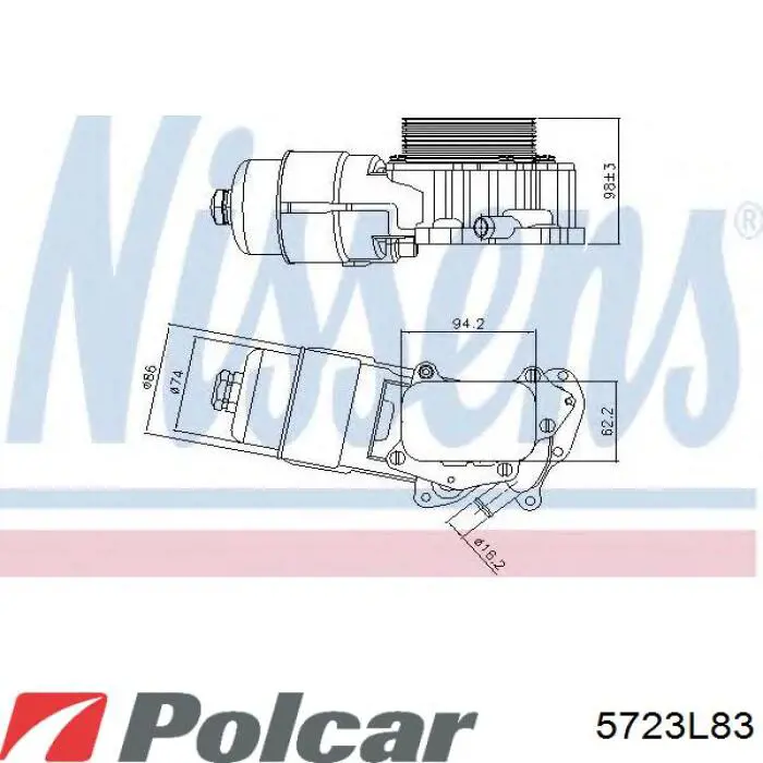5723L83 Polcar Caixa do filtro de óleo