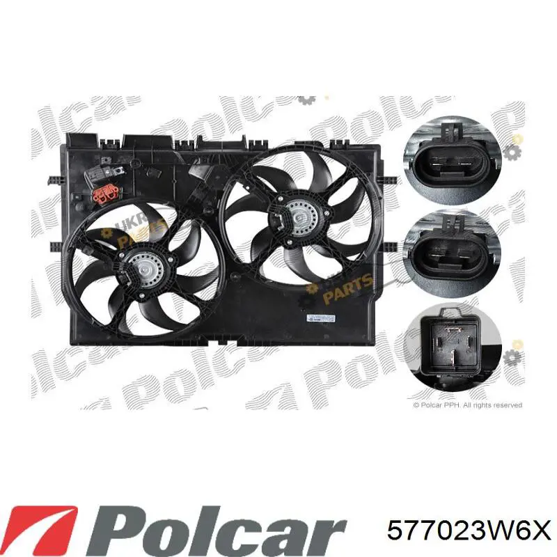 Ventilador elétrico de esfriamento montado (motor + roda de aletas) L4840 Fiat/Alfa/Lancia