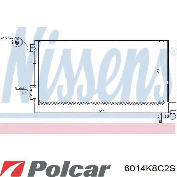Radiador de aparelho de ar condicionado 6014K8C2S Polcar