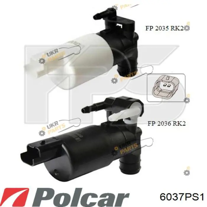 6037PS1 Polcar Bomba de motor de fluido para lavador de vidro dianteiro