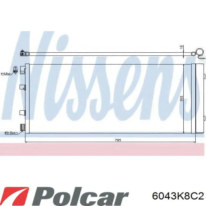 Radiador de aparelho de ar condicionado 6043K8C2 Polcar