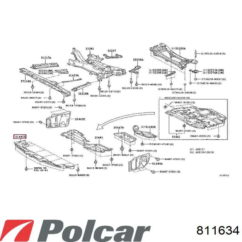 811634 Polcar Suporte inferior do radiador (painel de montagem de fixação das luzes)