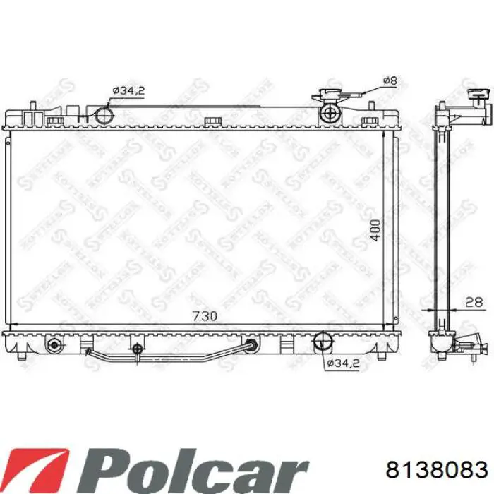 8138083 Polcar Radiador de esfriamento de motor