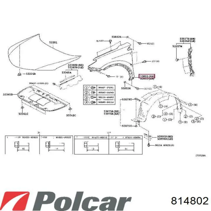 Pára-lama dianteiro direito Polcar 814802 preço, a partir de 82,87 USD