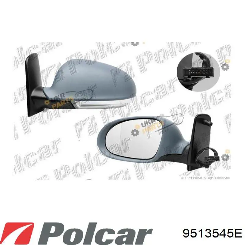 Elemento espelhado do espelho de retrovisão esquerdo 9513545E Polcar