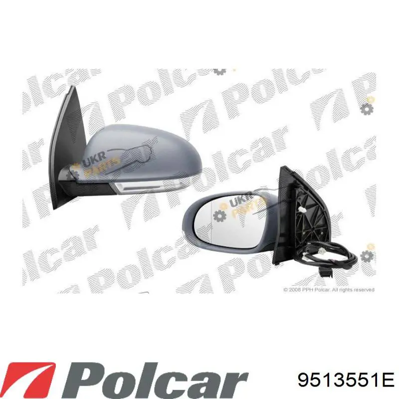 9513551E Polcar Elemento espelhado do espelho de retrovisão direito