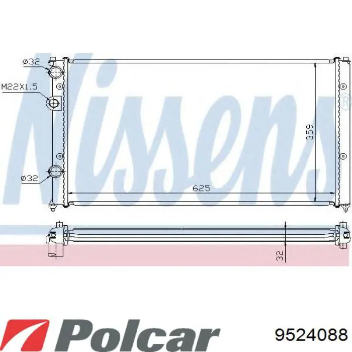 Radiador de esfriamento de motor 9524088 Polcar