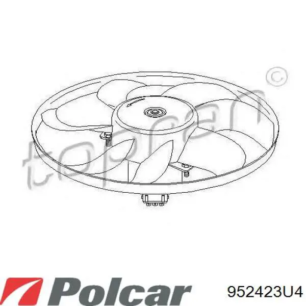 Ventilador elétrico de esfriamento montado (motor + roda de aletas) Polcar 952423U4