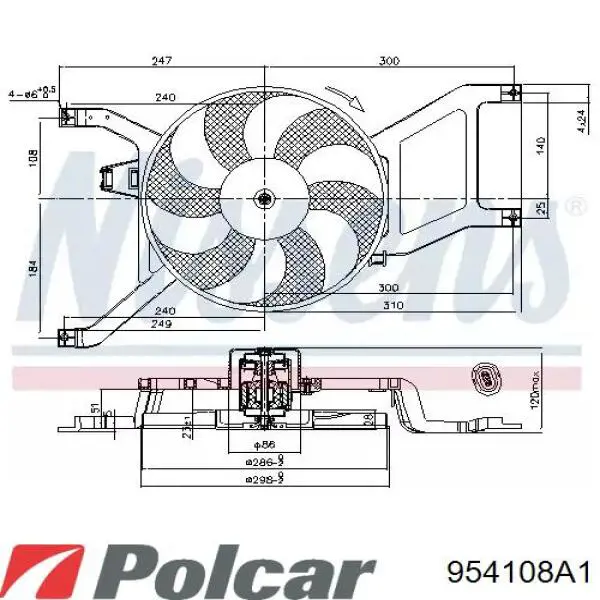 Radiador de esfriamento de motor 954108A1 Polcar