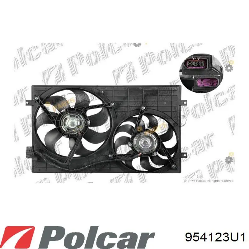Compre 954123U1 Polcar Ventilador elétrico de esfriamento montado (motor + roda de aletas) direito