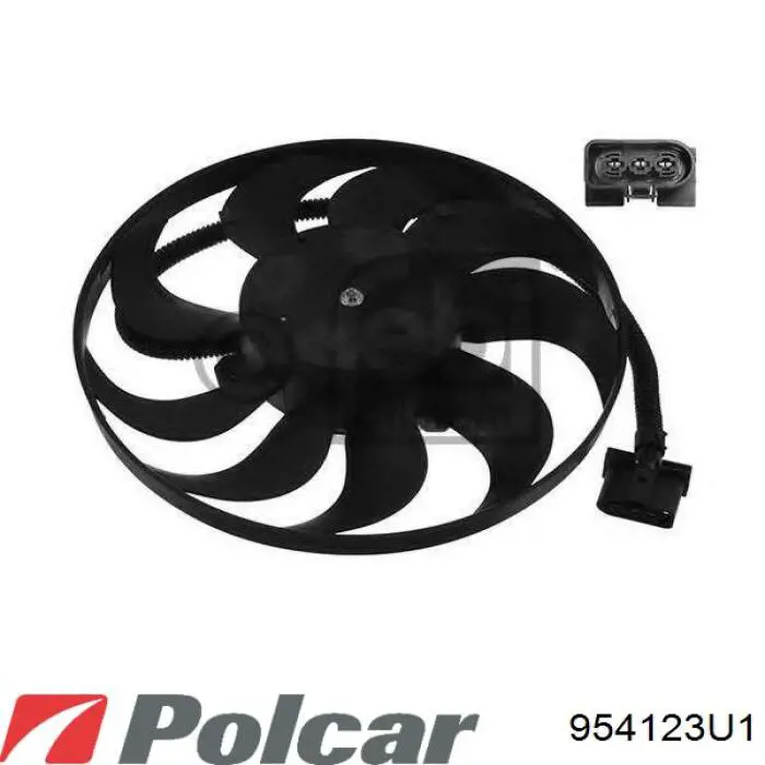Ventilador elétrico de esfriamento montado (motor + roda de aletas) direito 954123U1 Polcar
