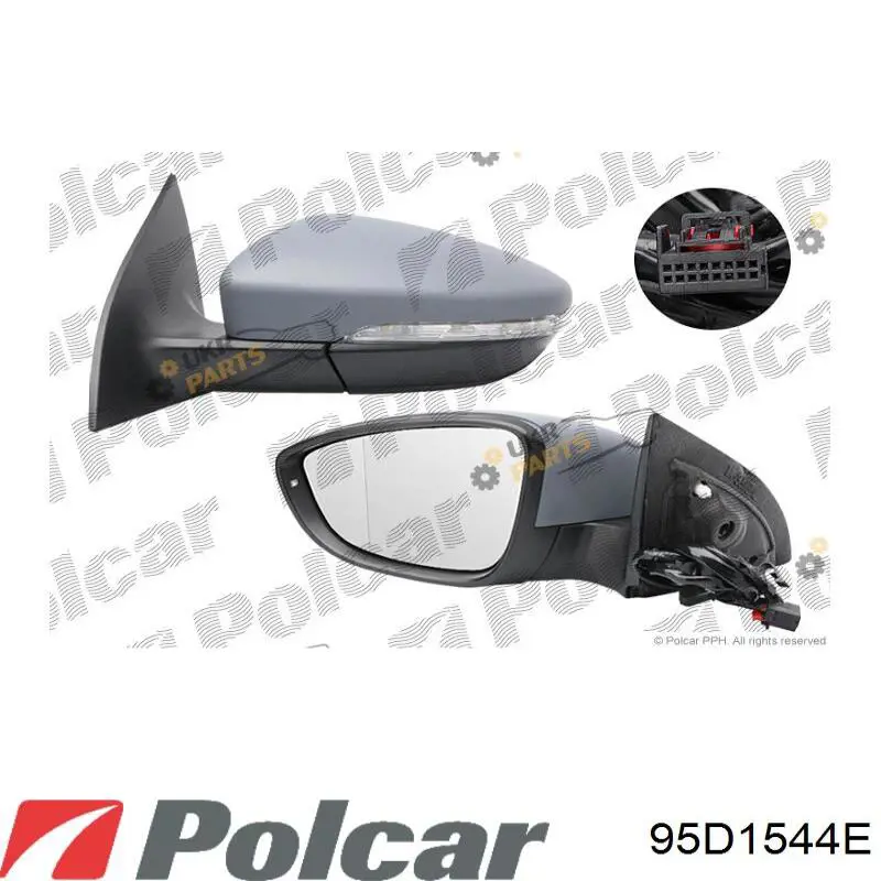 Elemento espelhado do espelho de retrovisão esquerdo 95D1544E Polcar