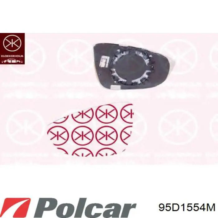 Elemento espelhado do espelho de retrovisão direito 95D1554M Polcar