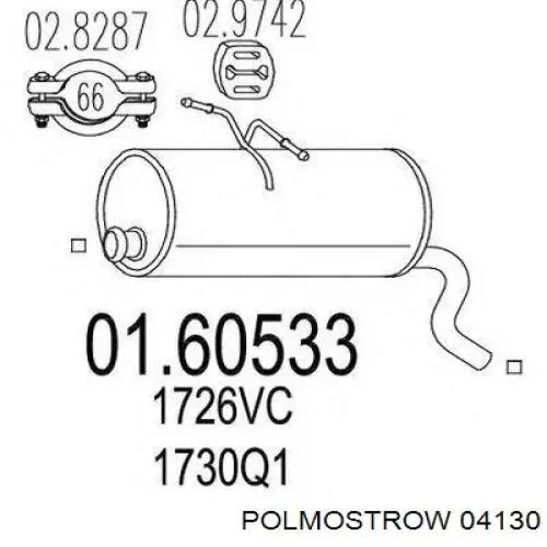 04130 Polmostrow Silenciador, parte traseira