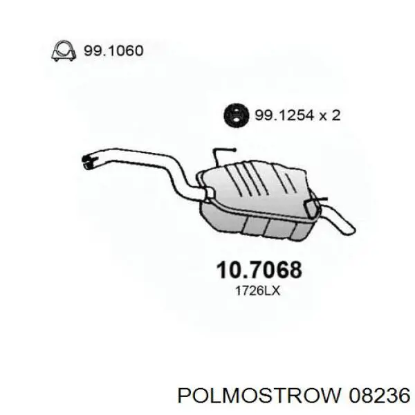 08236 Polmostrow Silenciador, parte traseira
