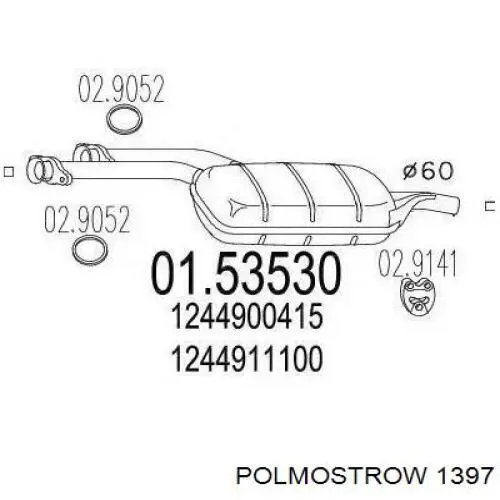 Compre A1244900415 Mercedes Silenciador, parte traseira