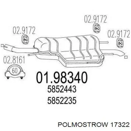 17322 Polmostrow Silenciador, parte traseira