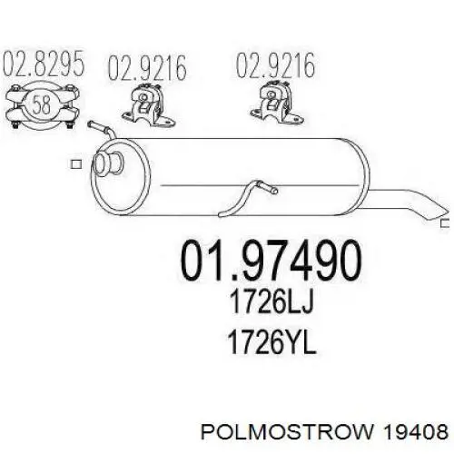 19408 Polmostrow Silenciador, parte traseira