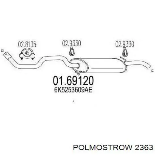 2363 Polmostrow Silenciador, parte traseira