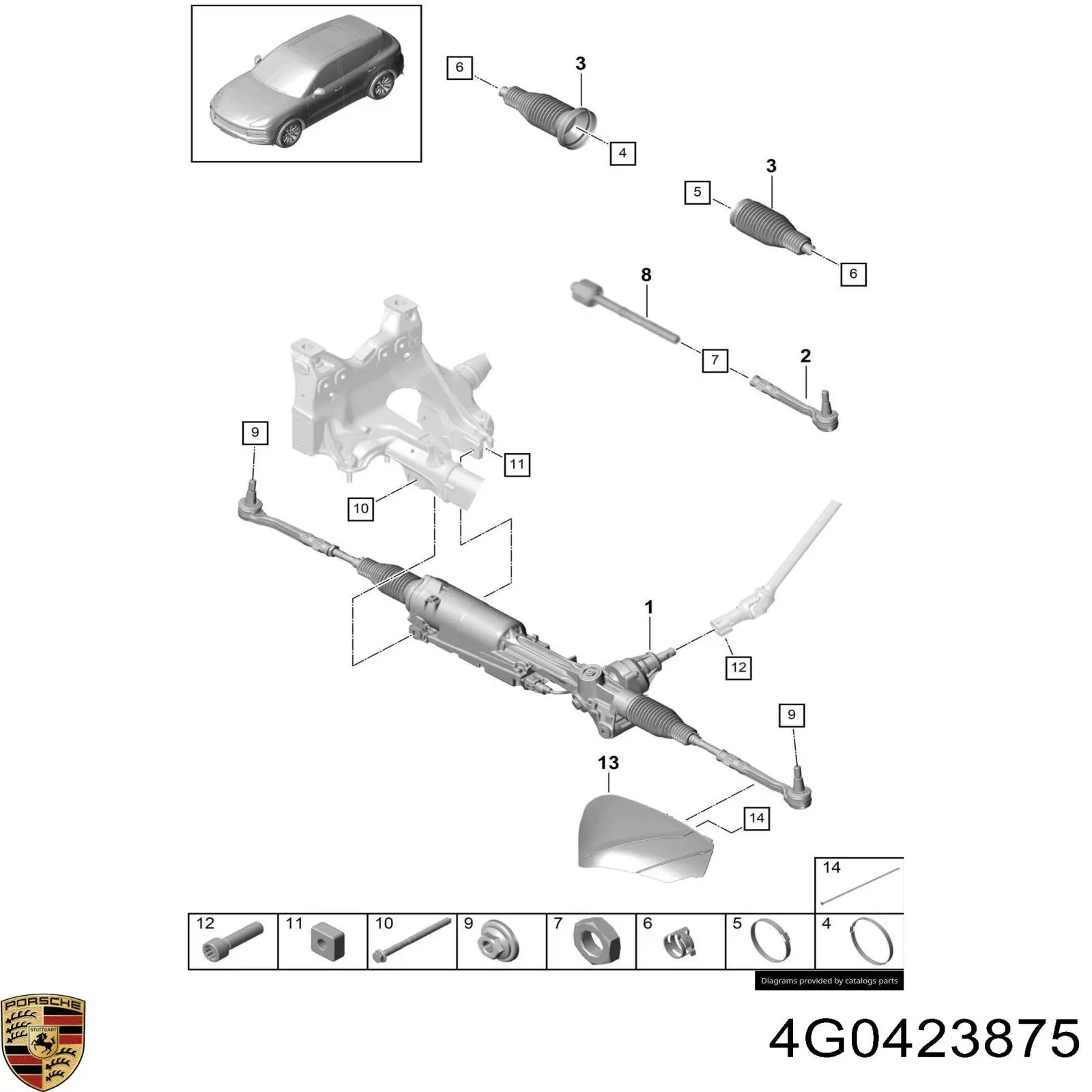 Compre 4G0423875 Porsche Braçadeira da bota de proteção da cremalheira da direção