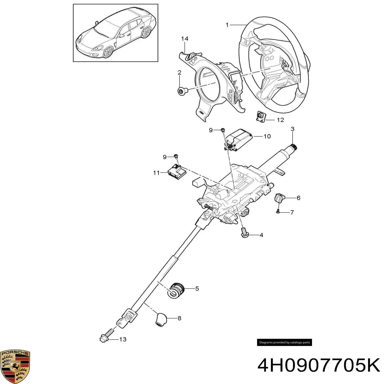 4H0907705G Porsche Módulo eletrônico da coluna de direção