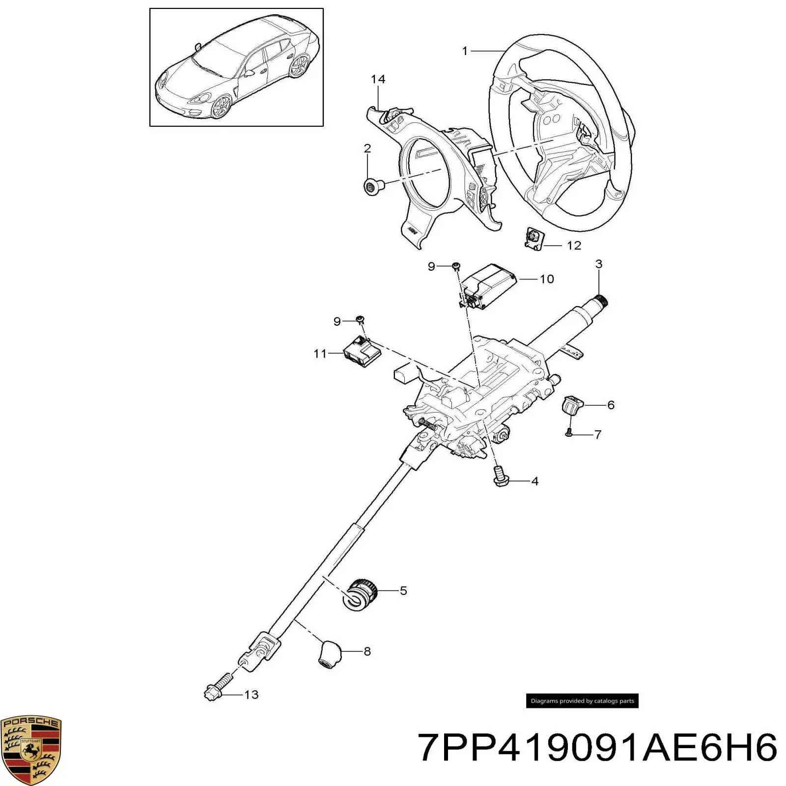 Volante Porsche 7PP419091AE6H6 preço, a partir de  