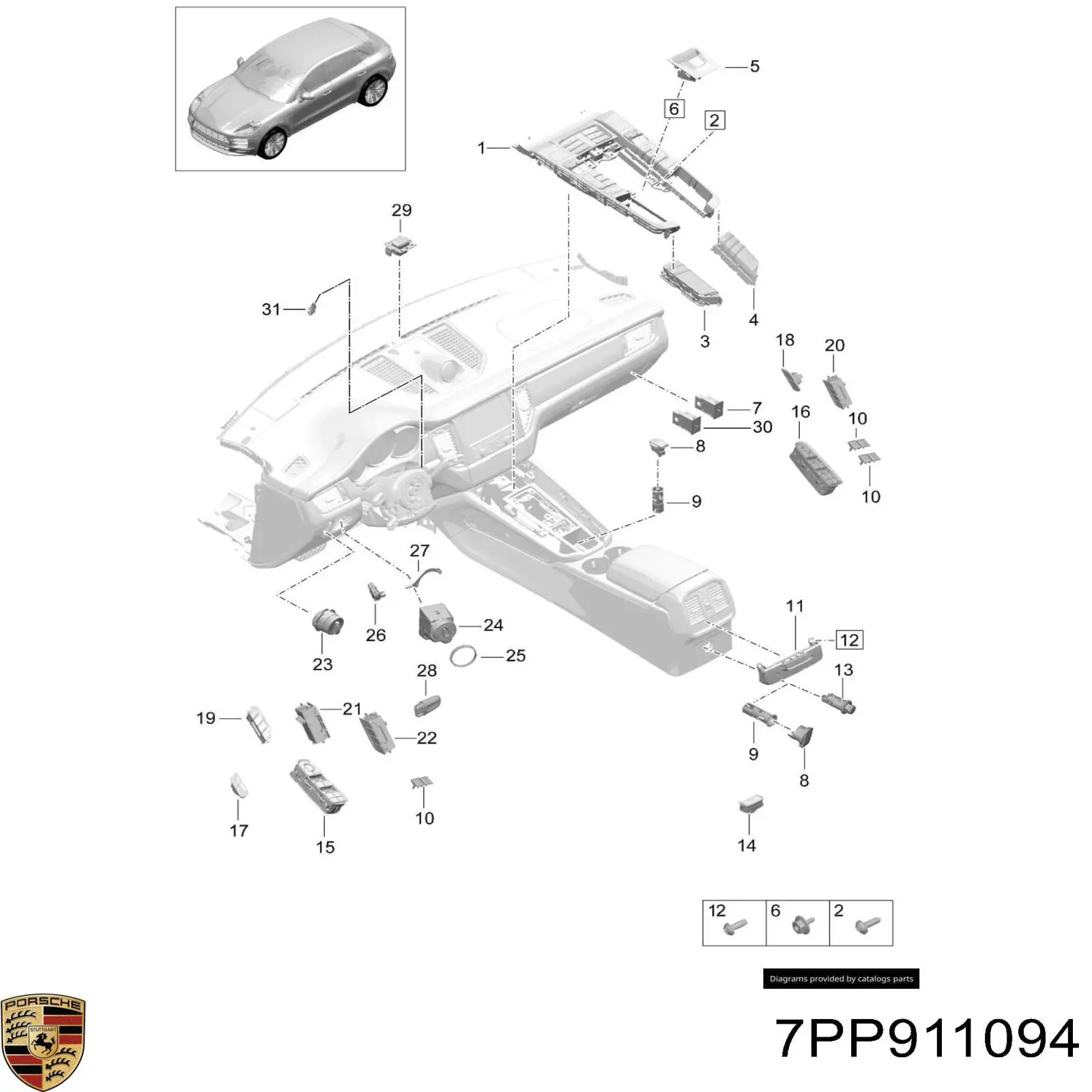  Porsche 7PP911094 preço, a partir de  