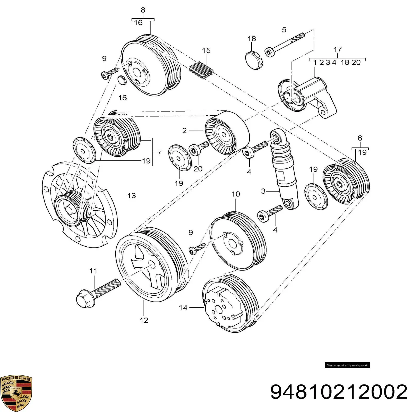 Rolo parasita da correia de transmissão Porsche 94810212002 preço, a partir de 29,71 USD
