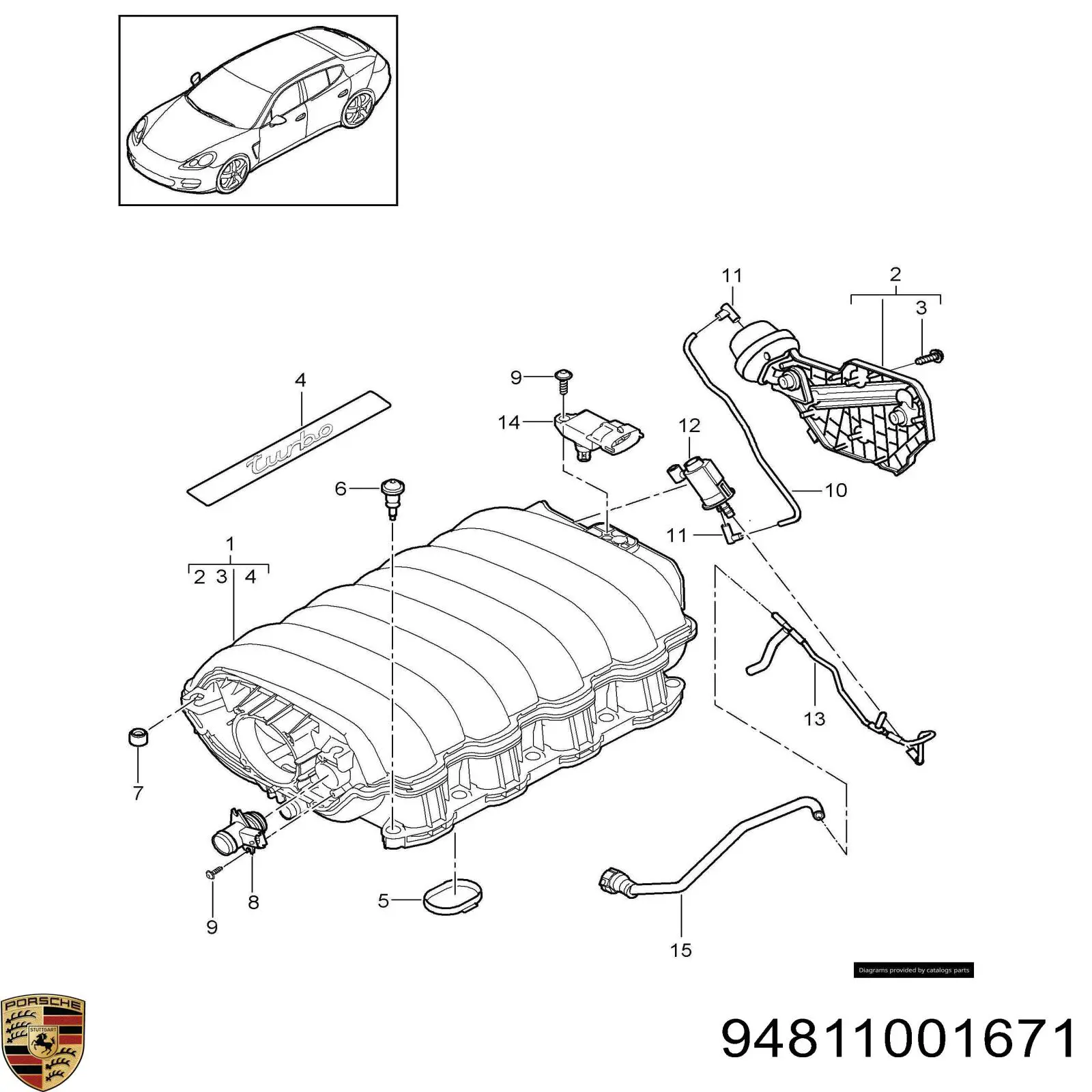 Tubo coletor de admissão para Porsche Cayenne II 92A