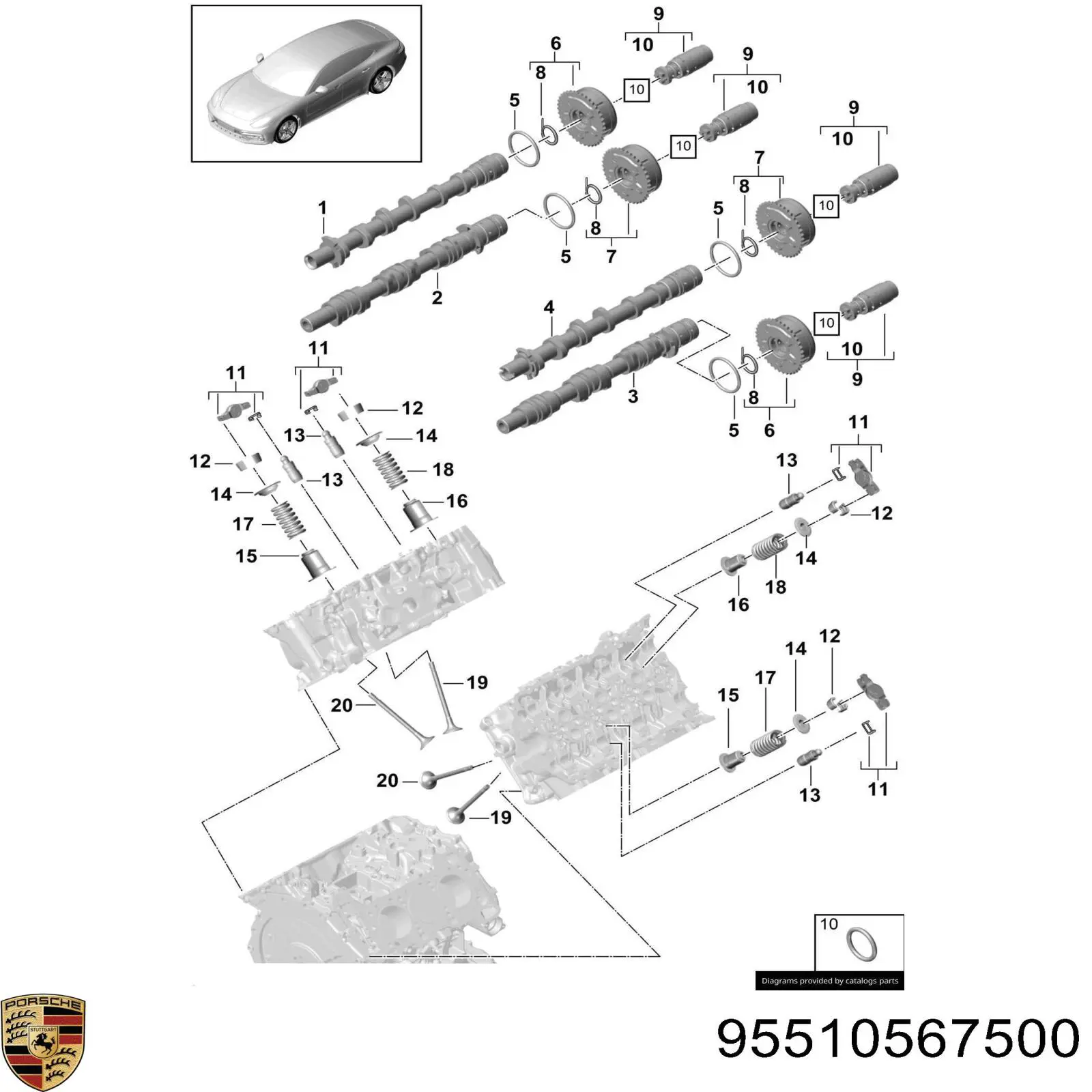 Bucim de válvula (coletor de óleo), admissão/escape Porsche 95510567500 preço, a partir de 0,66 USD
