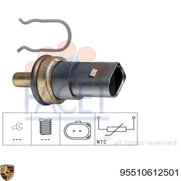 Compre 95510612501 Porsche Sensor de temperatura do fluido de esfriamento