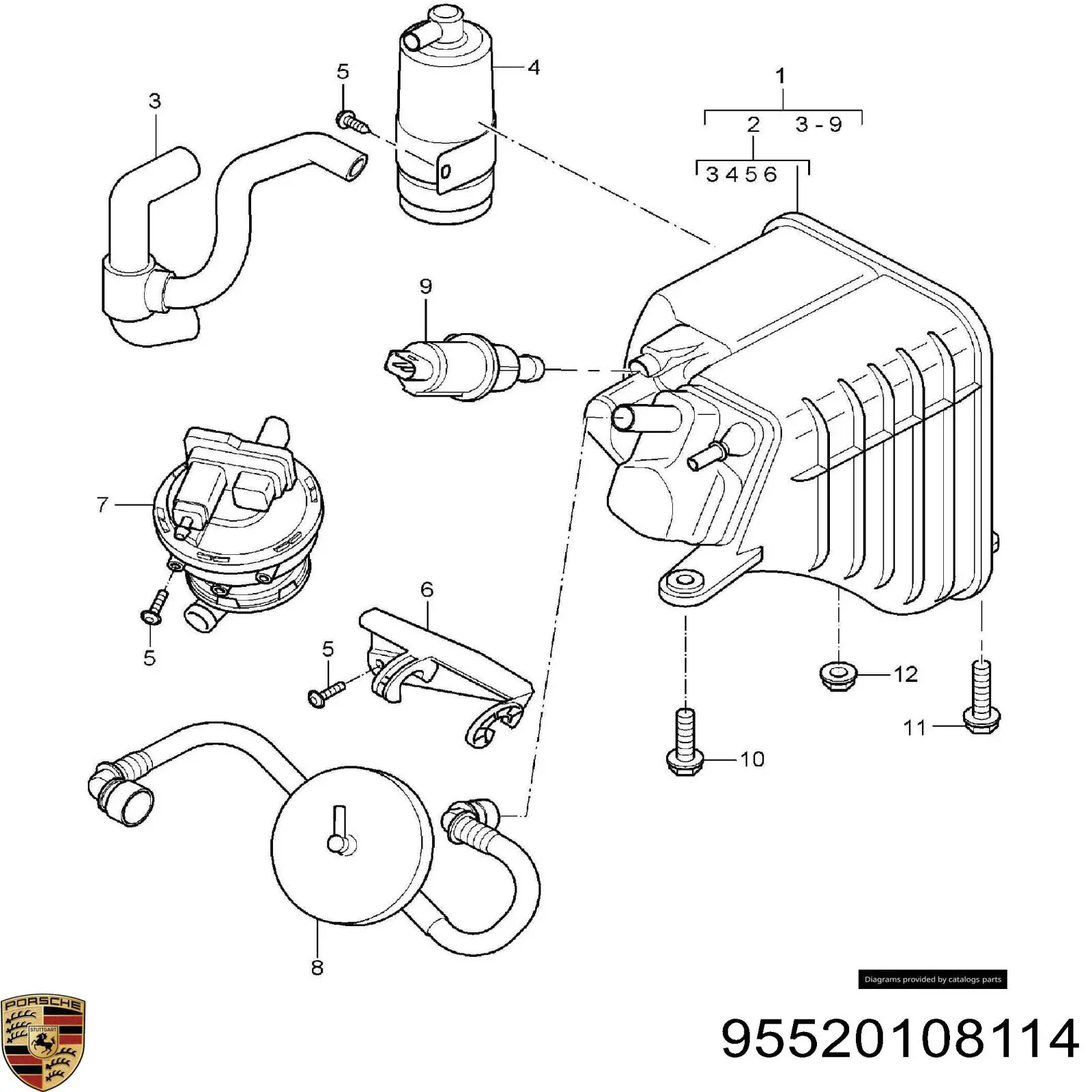 Adsorvedor dos vapores de combustível para Porsche Cayenne  955