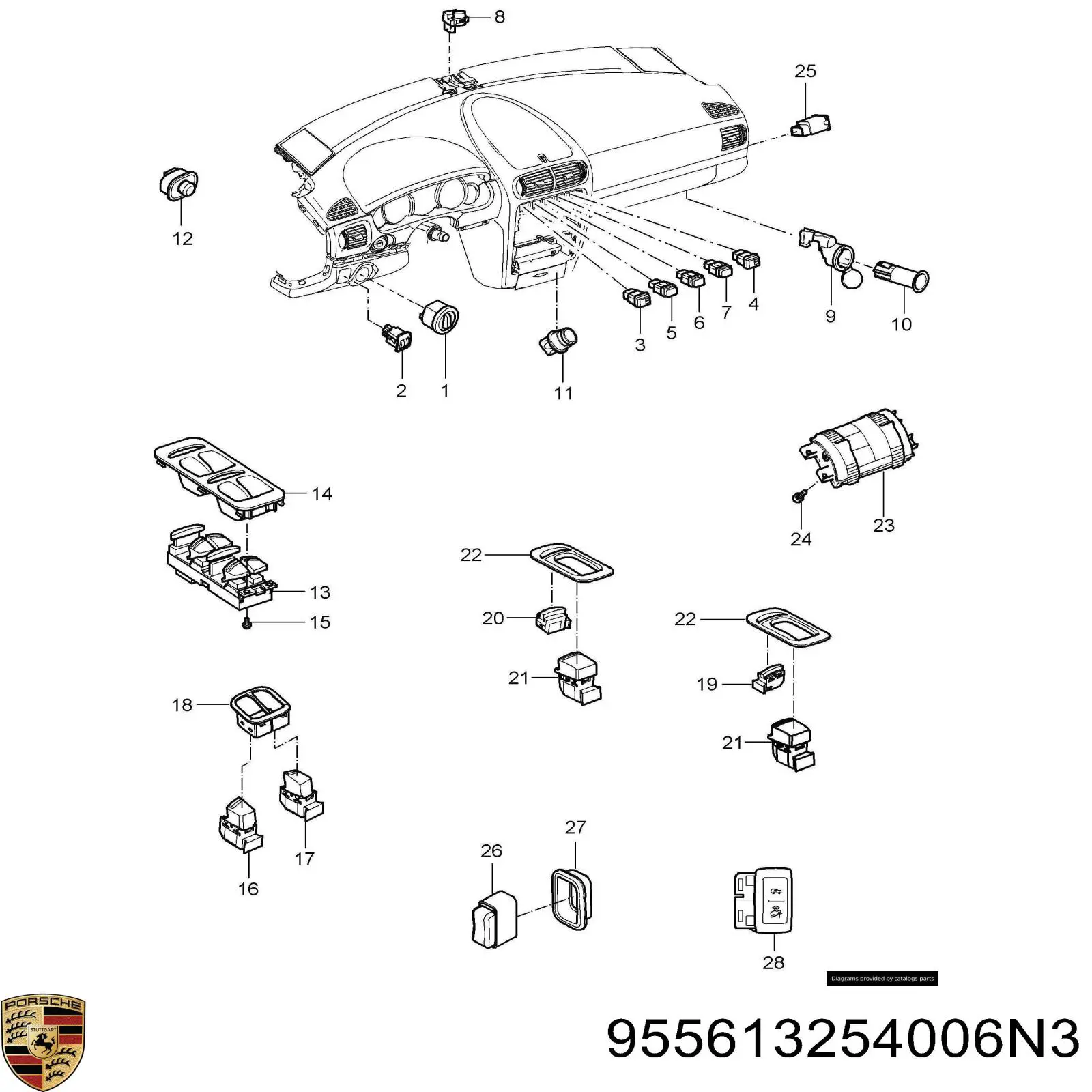 Botão de ativação do sinal de emergência para Porsche Cayenne  955