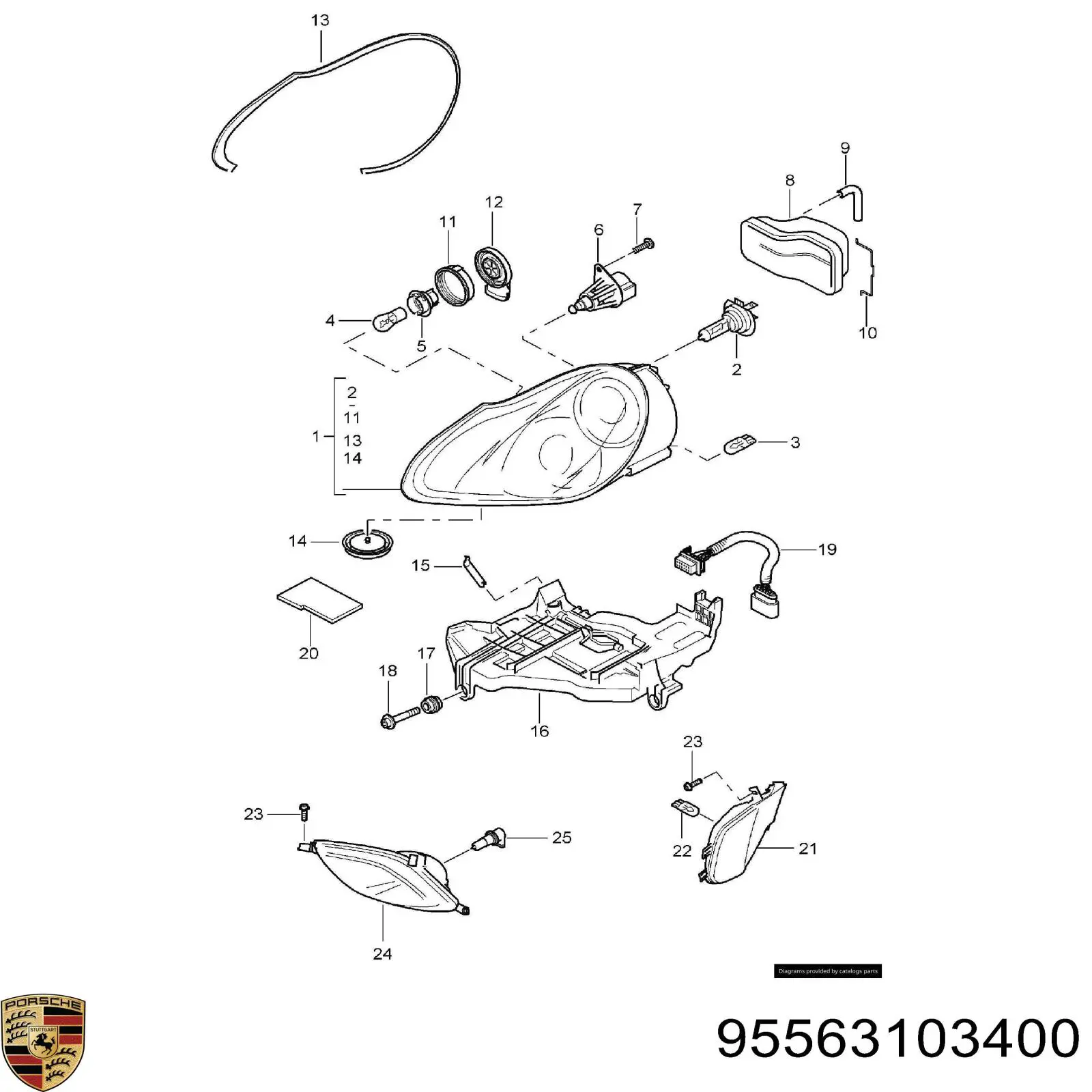 95563103400 Porsche Luz intermitente no pára-lama direito