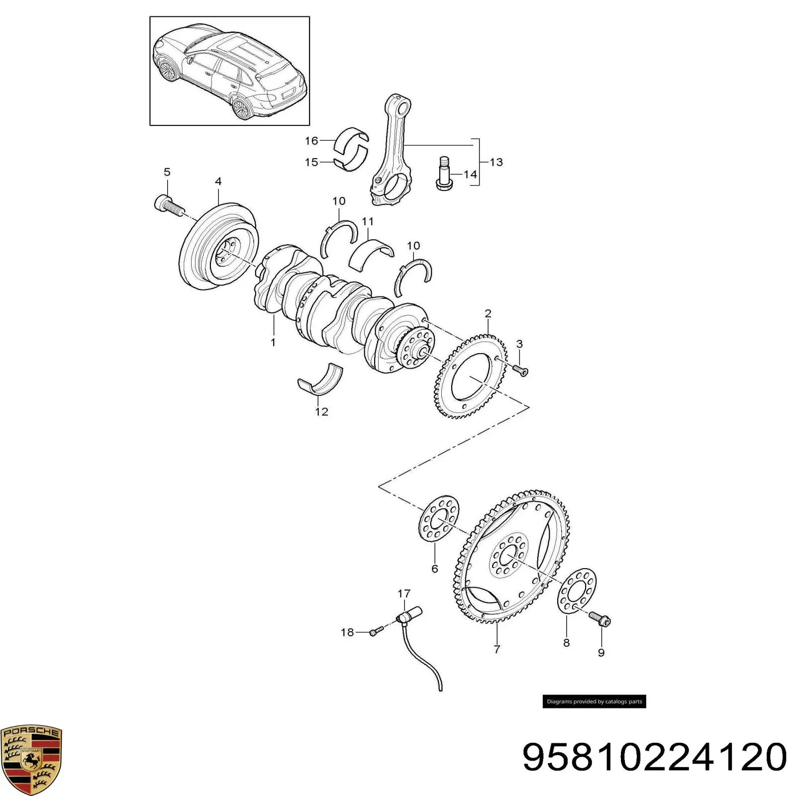 95810224120 Porsche Polia de cambota