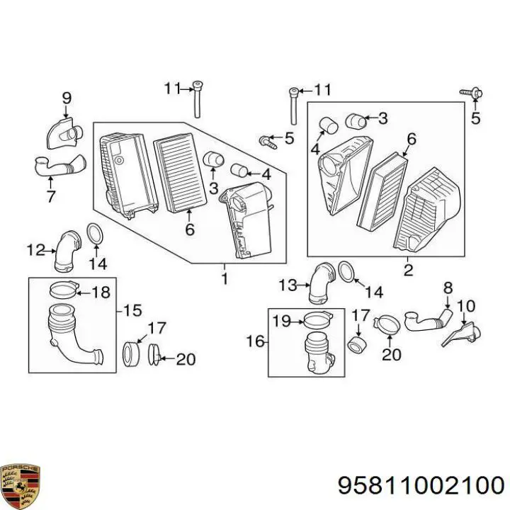 Caixa de filtro de ar para Porsche Cayenne II 92A