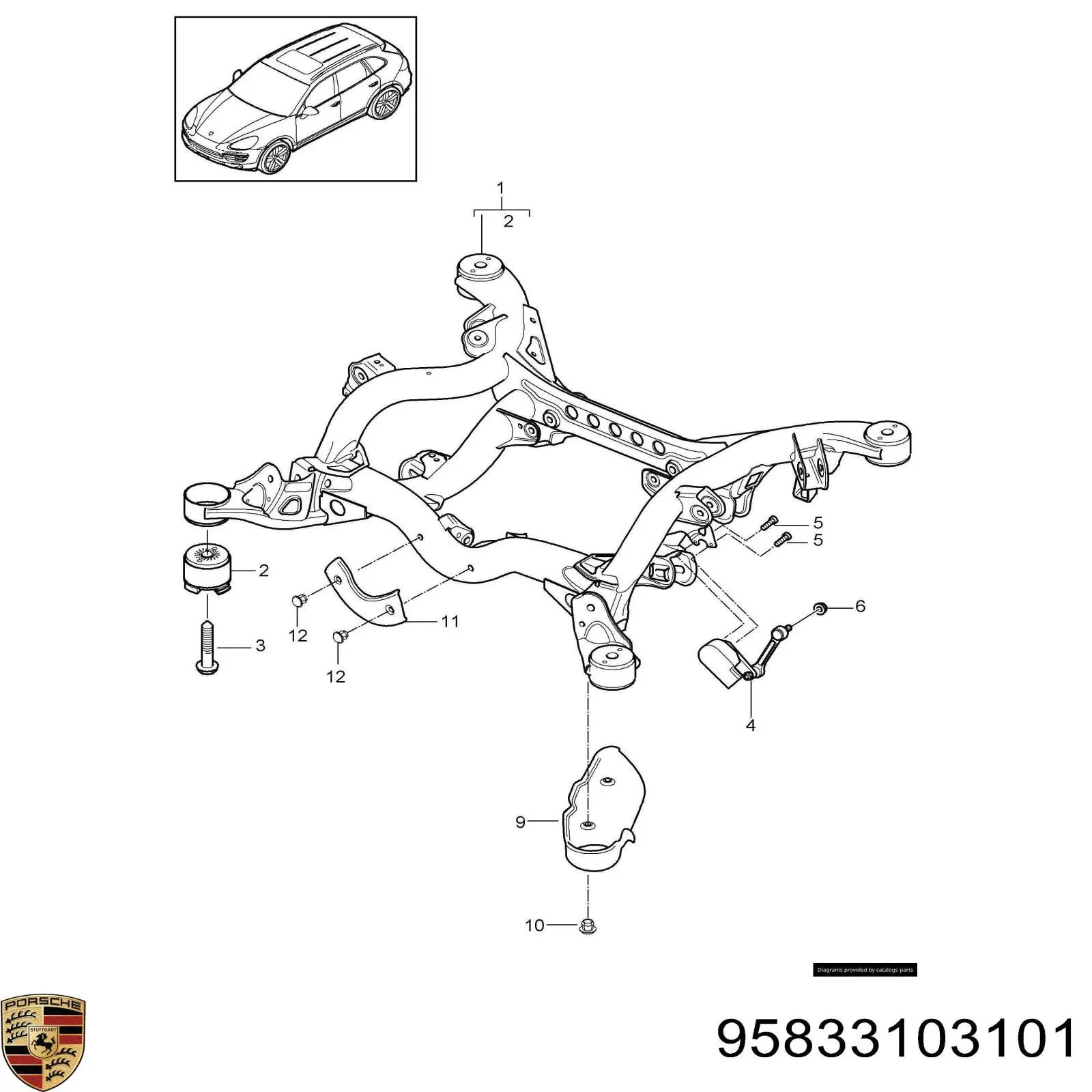 95833103101 Porsche Viga de suspensão traseira (plataforma veicular)