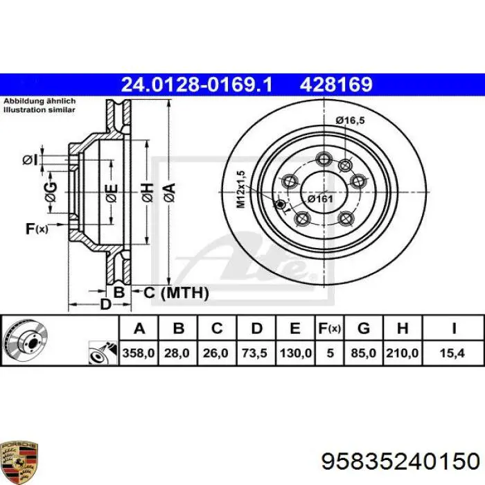 Disco do freio traseiro Porsche 95835240150 preço, a partir de 125,76 USD