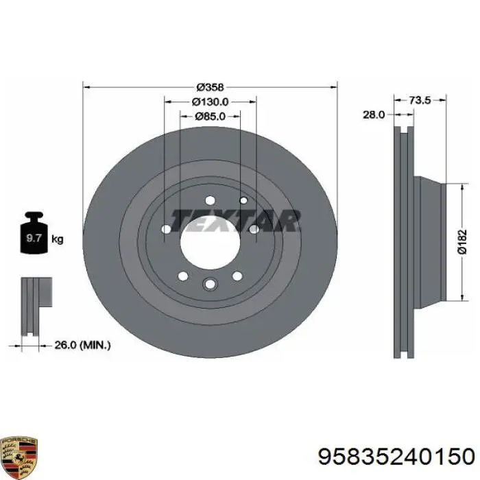 Compre 95835240150 Porsche Disco do freio traseiro