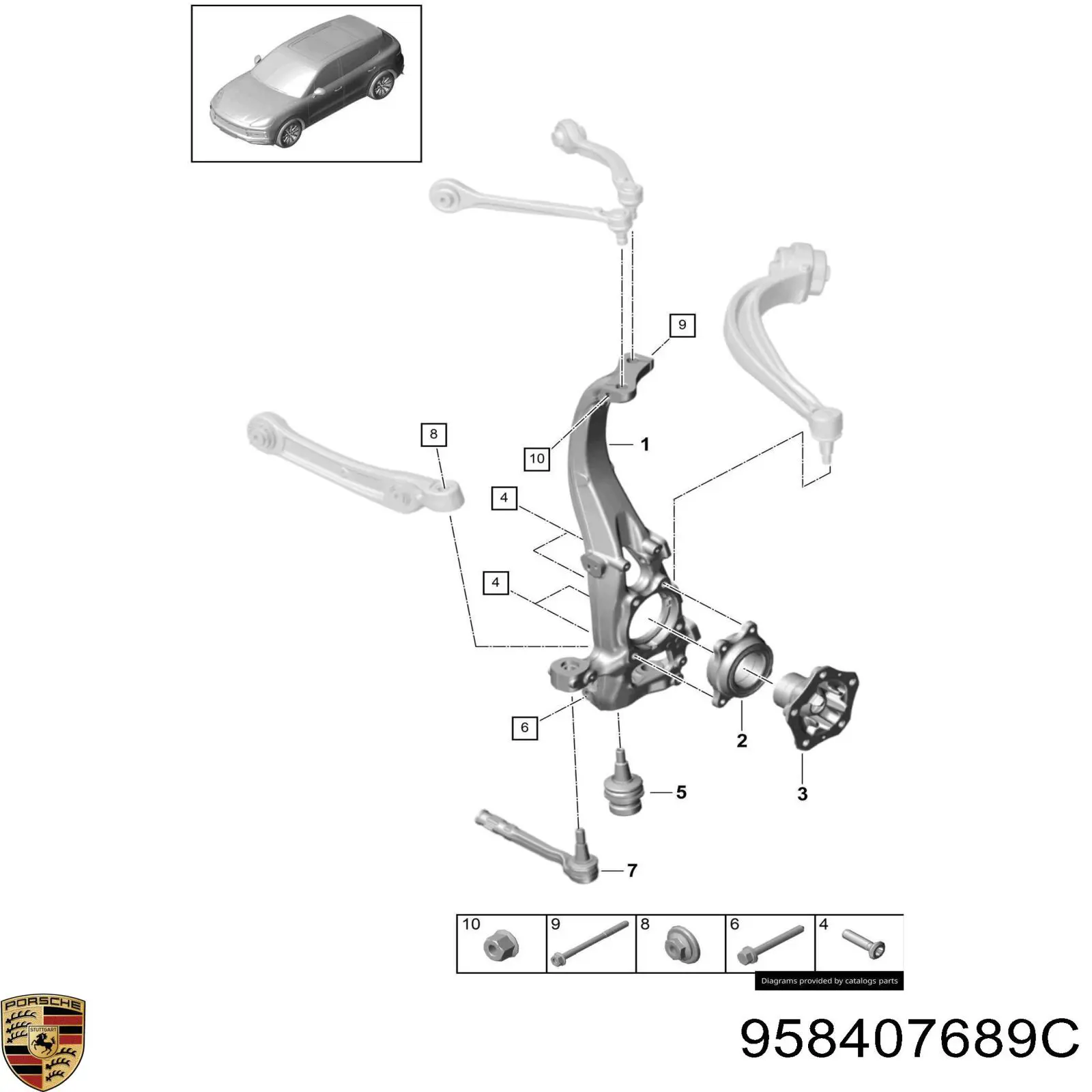 958407689C Porsche Suporte de esfera inferior