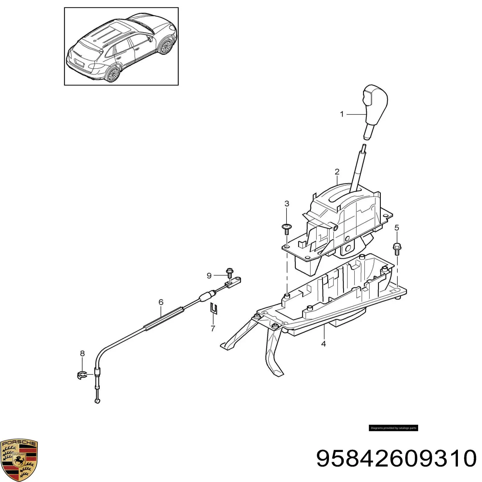 Mecanismo de mudança (ligação) Porsche Cayenne II 92A
