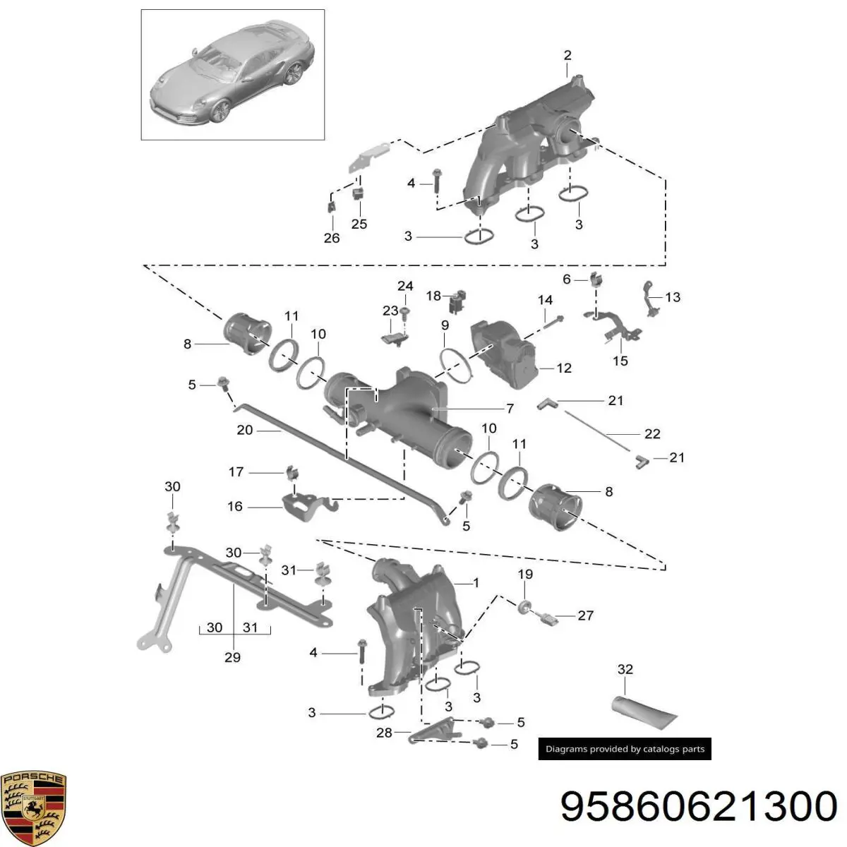 95860621300 Porsche Sensor de temperatura da mistura de ar