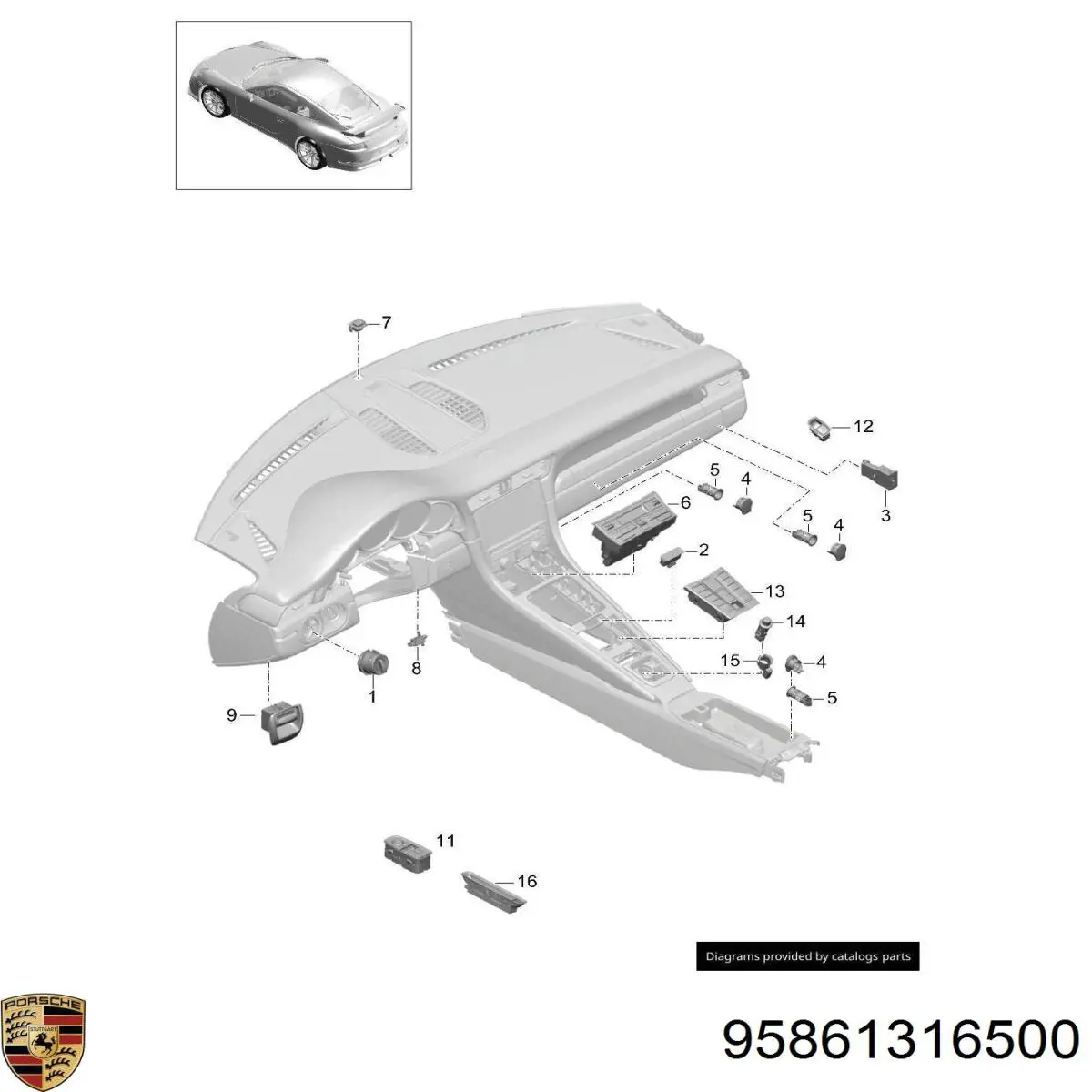  Porsche 95861316500 preço, a partir de  