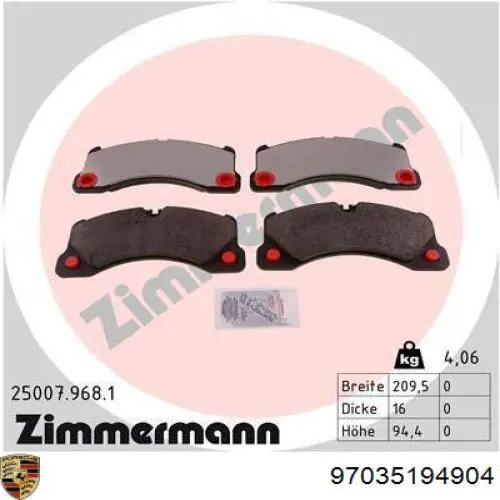 Sapatas do freio dianteiras de disco Porsche 97035194904 preço, a partir de 89,21 USD