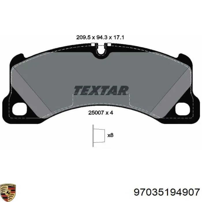 97035194907 Porsche Sapatas do freio dianteiras de disco